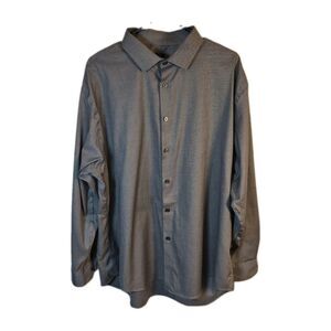 Kenneth Cole Mens Awearness Shirt Sz 18-1/2 34-35 Gray Button Slim Fit Non-Iron